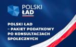 Slajder: na granatowym tle  z napis Polski Ład Polski Ład-pakiet podatkowy po konsultacjach społecznych