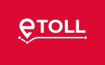 Na czerwonym tle biały napis: e-toll.