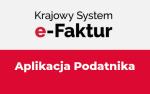 Na fladze Polski napis: u góry na białym tle: Krajowy System e-Faktur; na czerwonym tle: Aplikacja Podatnika  