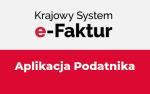 Na fladze Polski napis: u góry na białym tle: Krajowy System e-Faktur; na czerwonym tle: Aplikacja Podatnika  