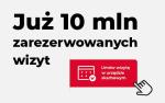 Grafika z napisem Już 10 mln zarezerwowanych wizyt. Umów wizytę w urzędzie skarbowym.