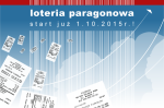 Grafika prezentująca logo loterii paragonowej na której widać również napis loteria paragonowa start już 1.10.2015 r. !