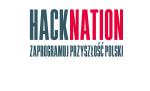 Grafika z napisem: Hack Nation. Zaprogramuj przyszłość Polski.